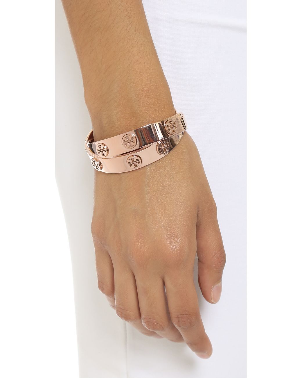 Tory Burch Metal Logo Double Wrap Bracelet in Pink | Lyst