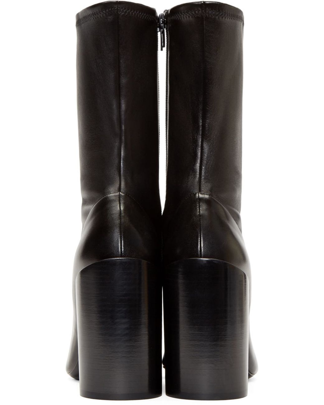 Givenchy Black Leather Wooden Heel Prive Boots | Lyst