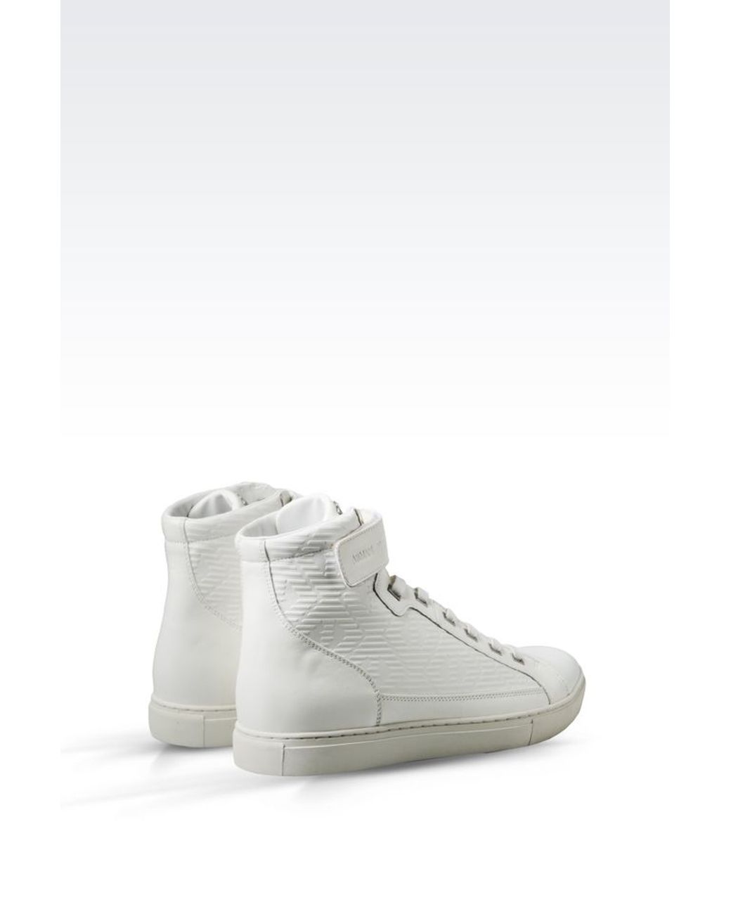 Armani Jeans High Top Sneaker In Leather in White for Men | Lyst