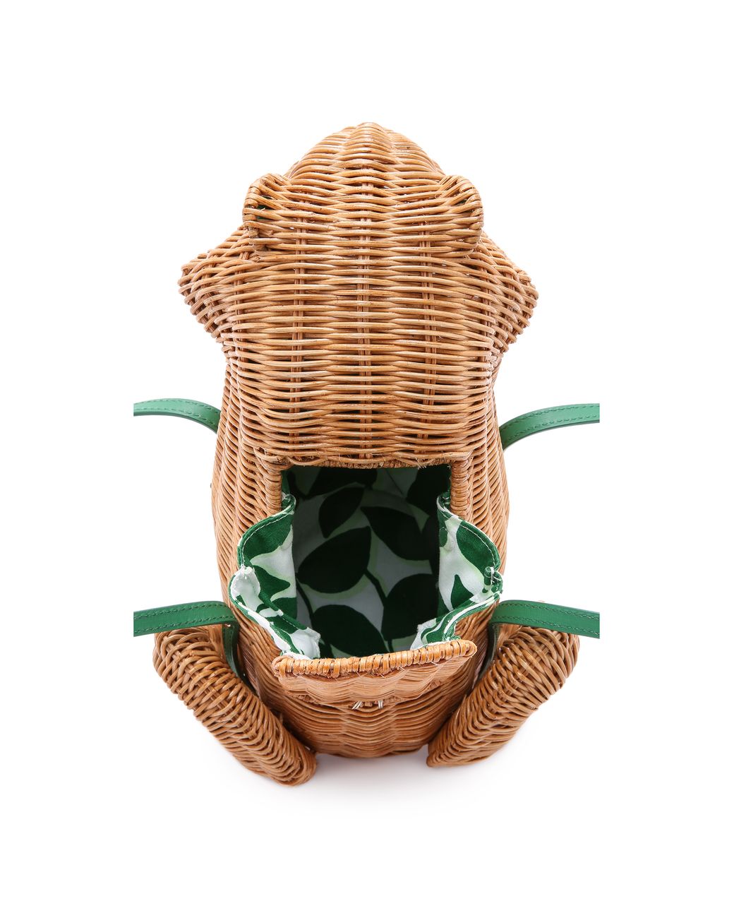 Kate Spade Spring Forward Wicker Frog Bag Natural Sprout Green