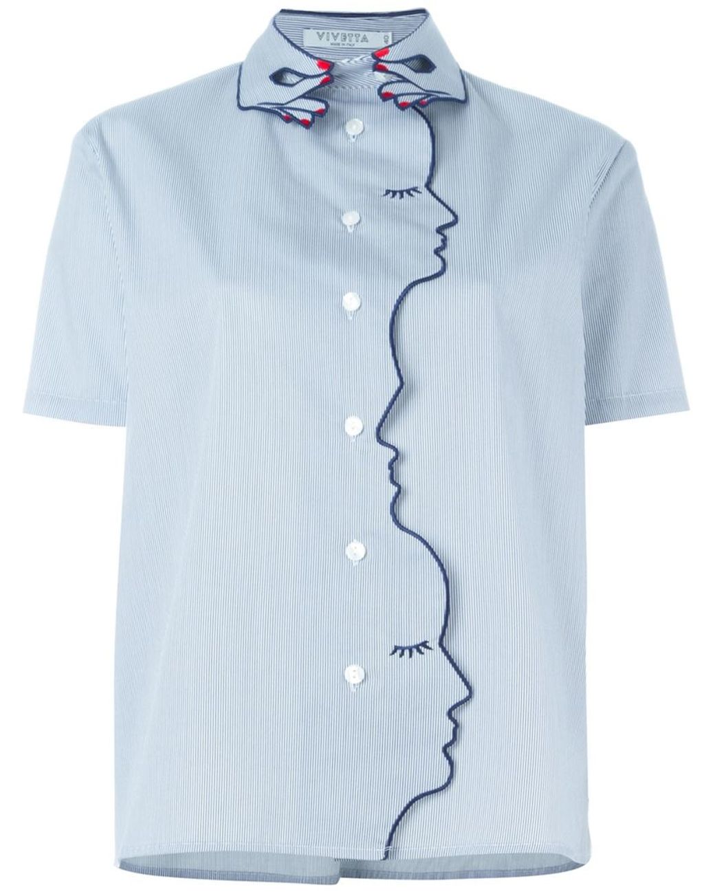 Vivetta Cotton Hand-shaped Collar Short Sleeve Shirt in White (Blue) | Lyst