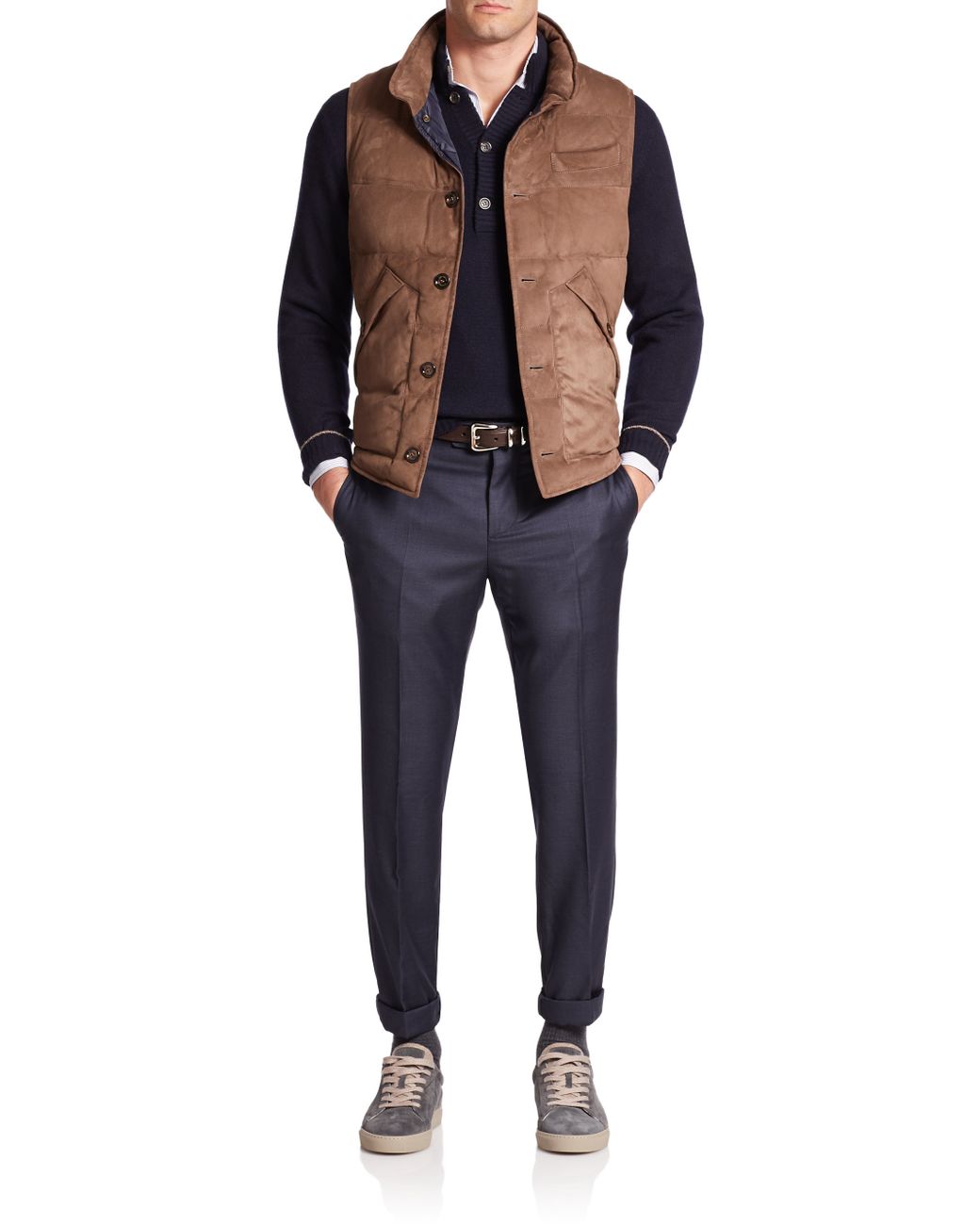 Brunello Cucinelli Suede Puffer Vest in 