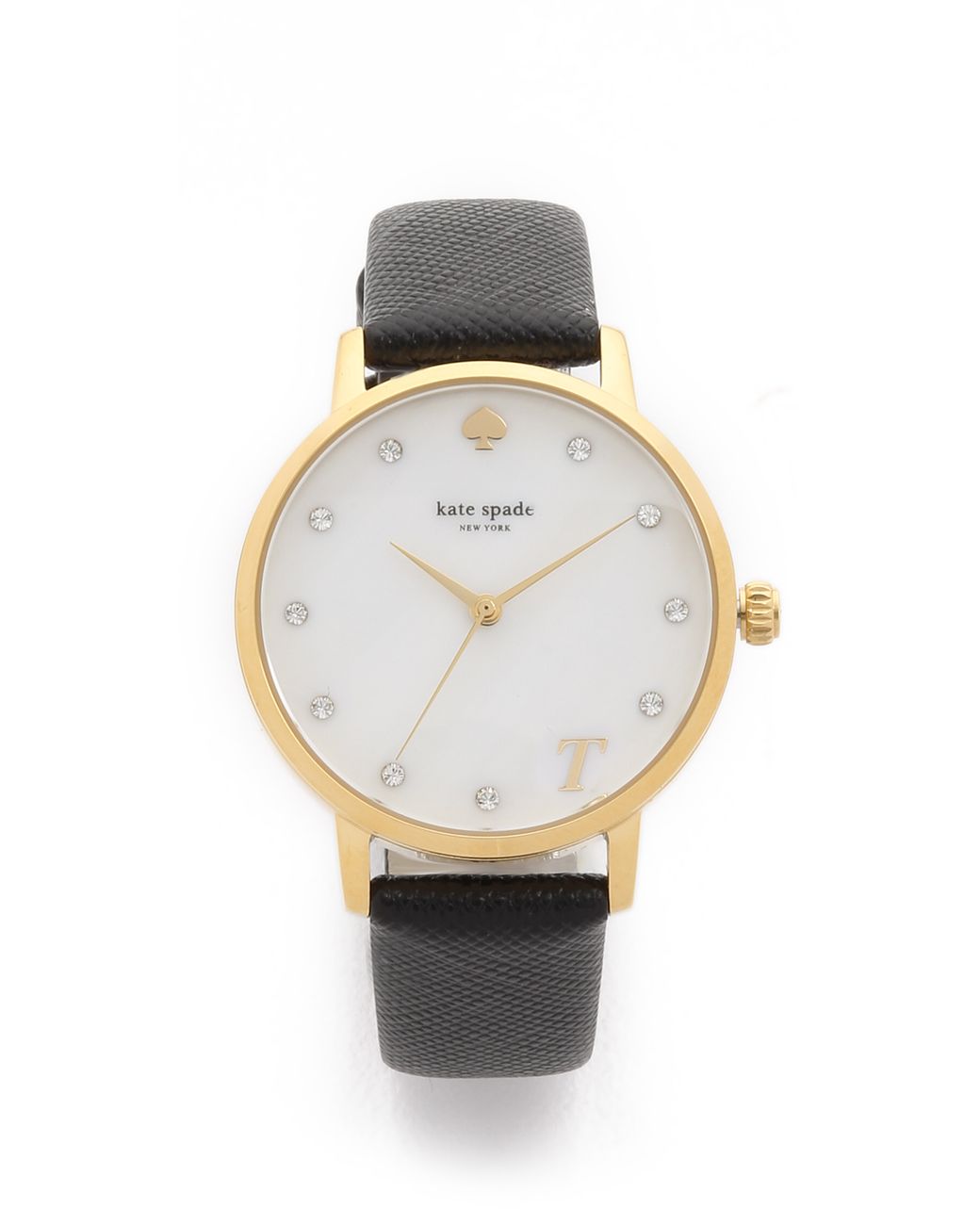Kate Spade Metro Monogram Watch - N in Black | Lyst