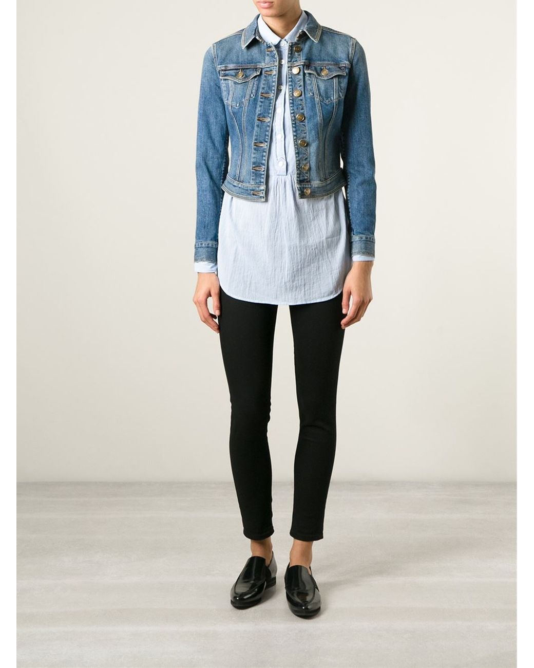 Burberry Brit Cropped Denim Jacket in Blue | Lyst