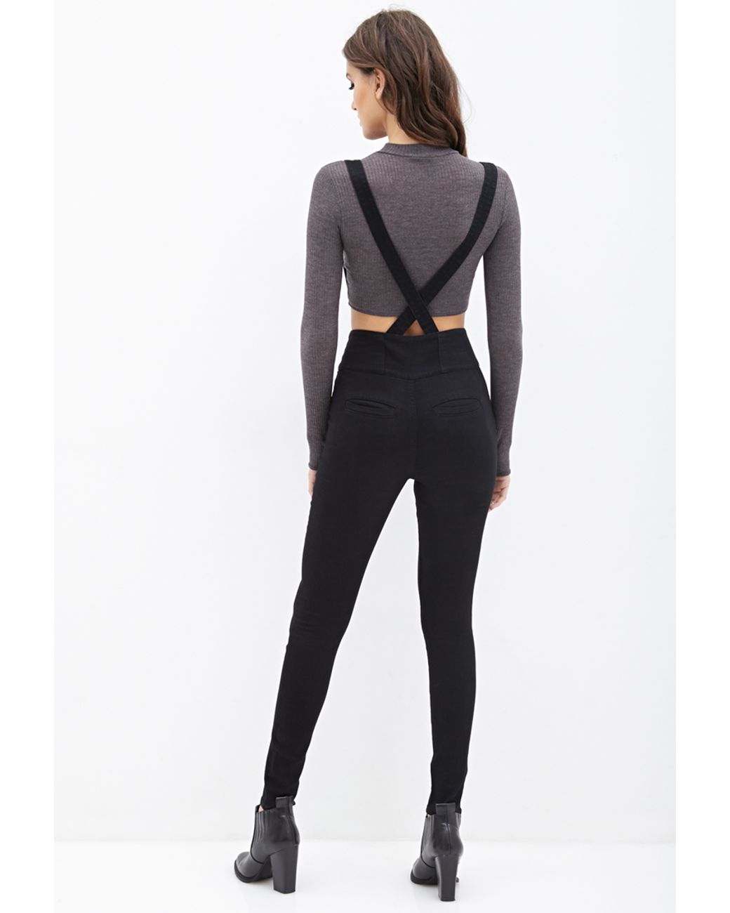High-waisted Suspender Skinny Jeans 