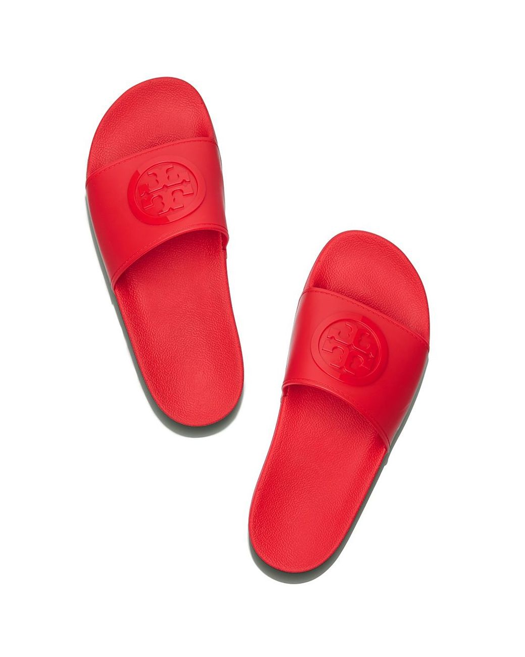 Tory Burch Logo Rubber Slides in Red | Lyst