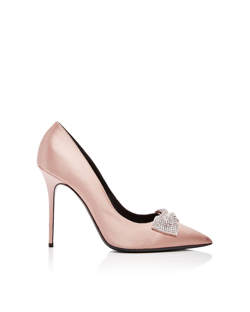 Giuseppe Zanotti Silk Satin Pumps With Crystal Bow in Natural | Lyst