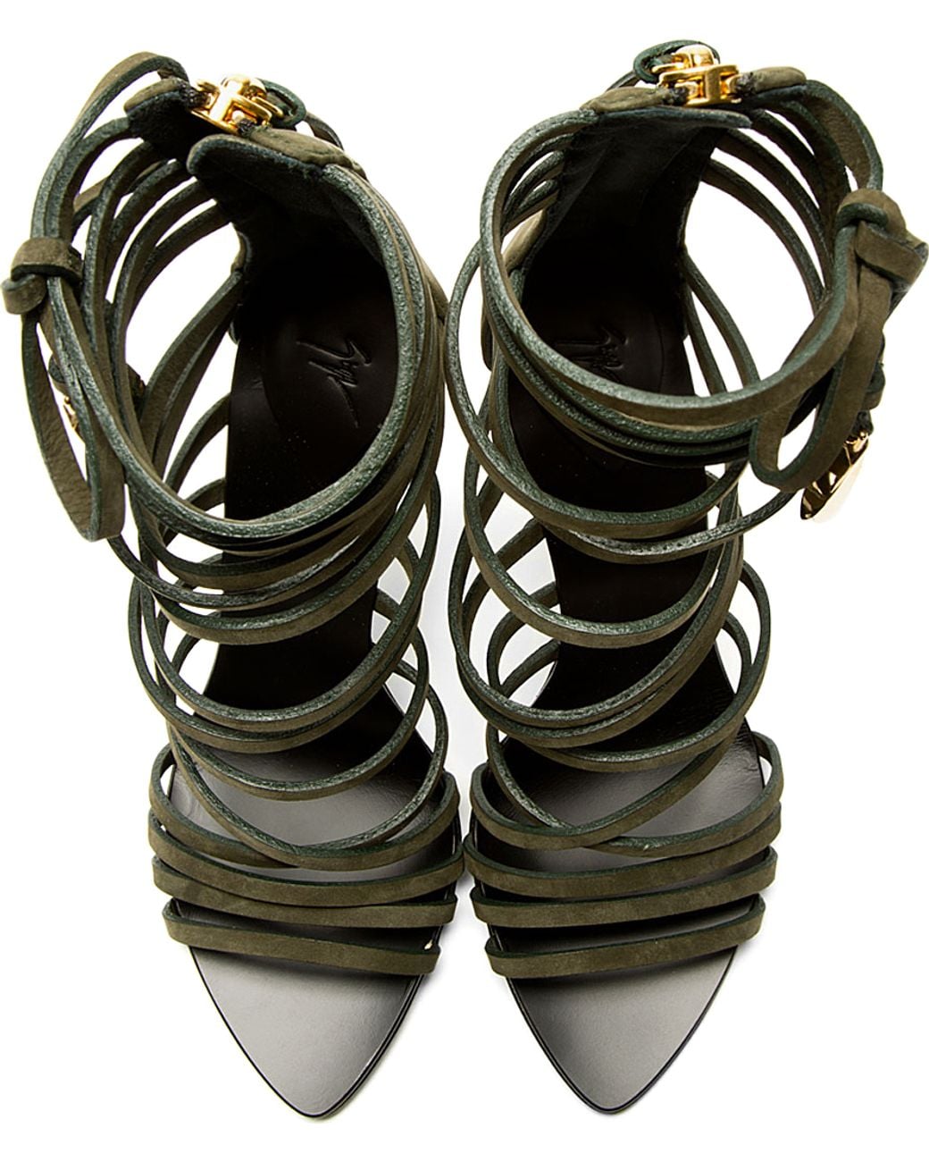 Giuseppe Zanotti Olive Nubuck Gladiator Heels in Green | Lyst