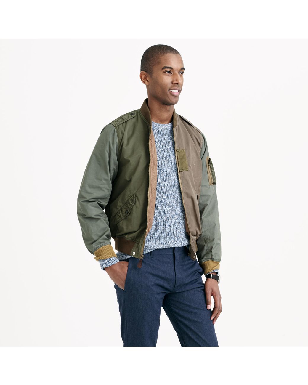 J.Crew Wallace & Barnes Pieced A-2 Bomber Jacket in Green for Men | Lyst