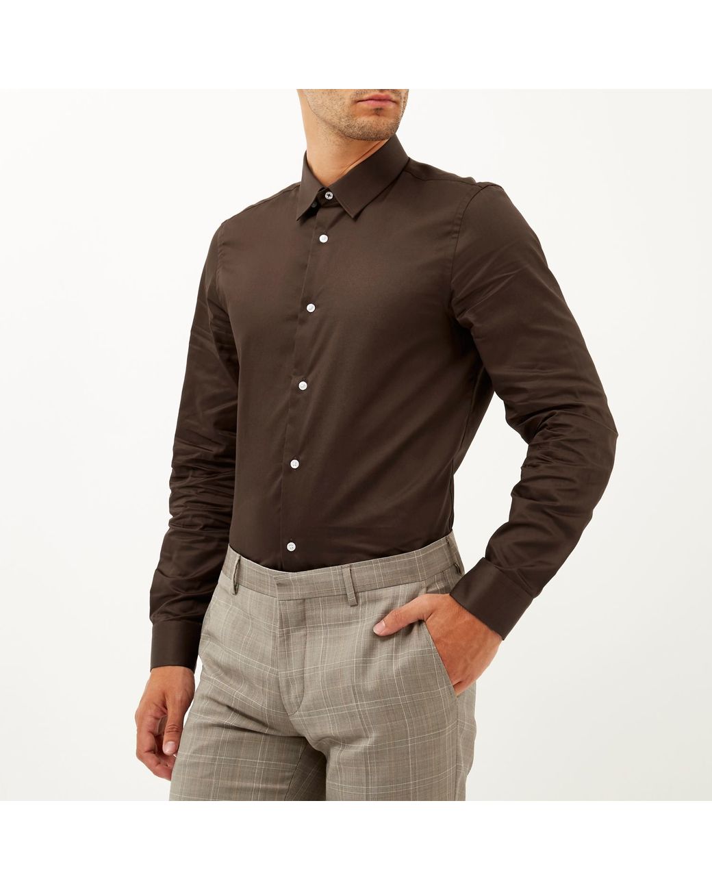 Chocolate brown long sleeve shirt Clearance
