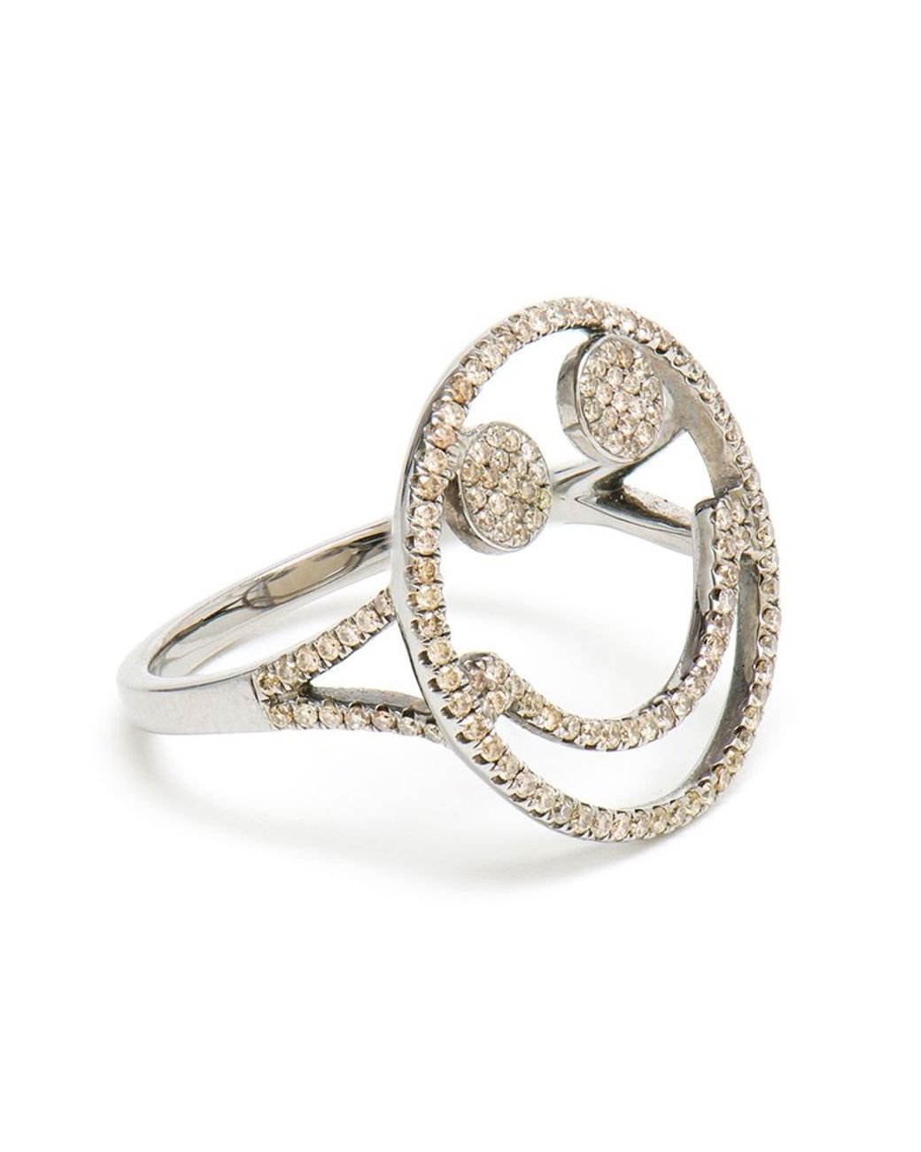 Rosa De La Cruz Smiley Face Diamond Ring in Metallic Lyst