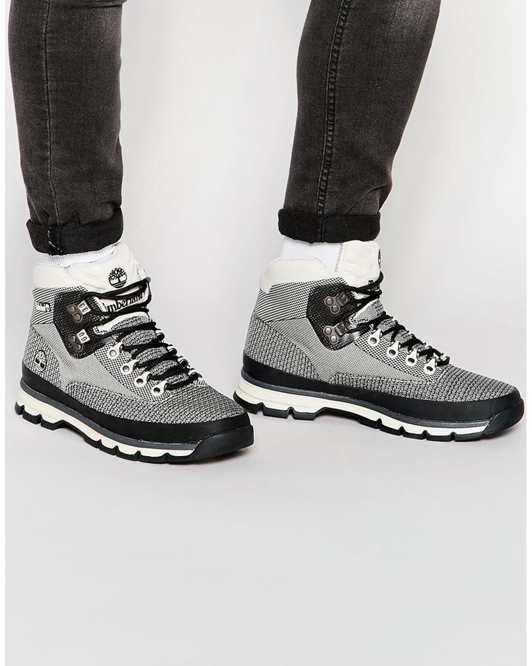 Timberland Euro Hiker Jacquard Boots in White for Men | Lyst