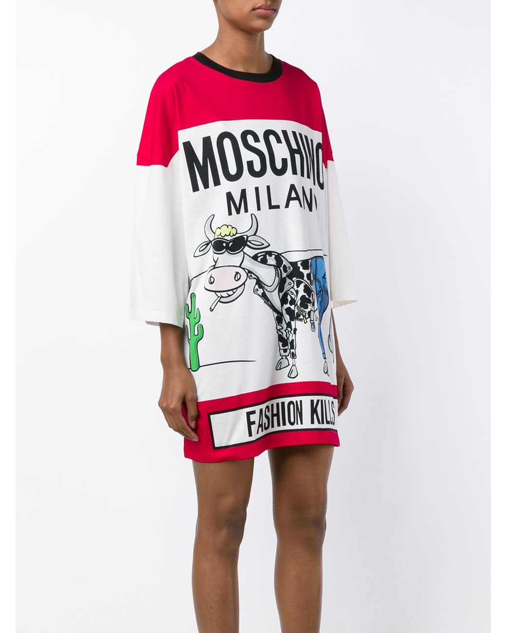 Moschino Fashion Kills T-shirt Dress in Red | Lyst
