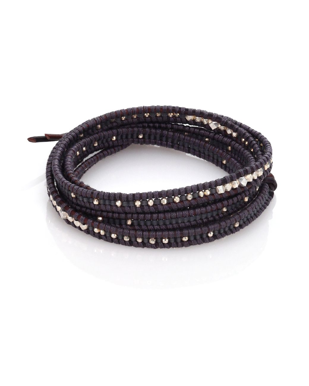 Chan Luu Sterling Silver & Leather Beaded Double-row Wrap Bracelet in Gray  | Lyst