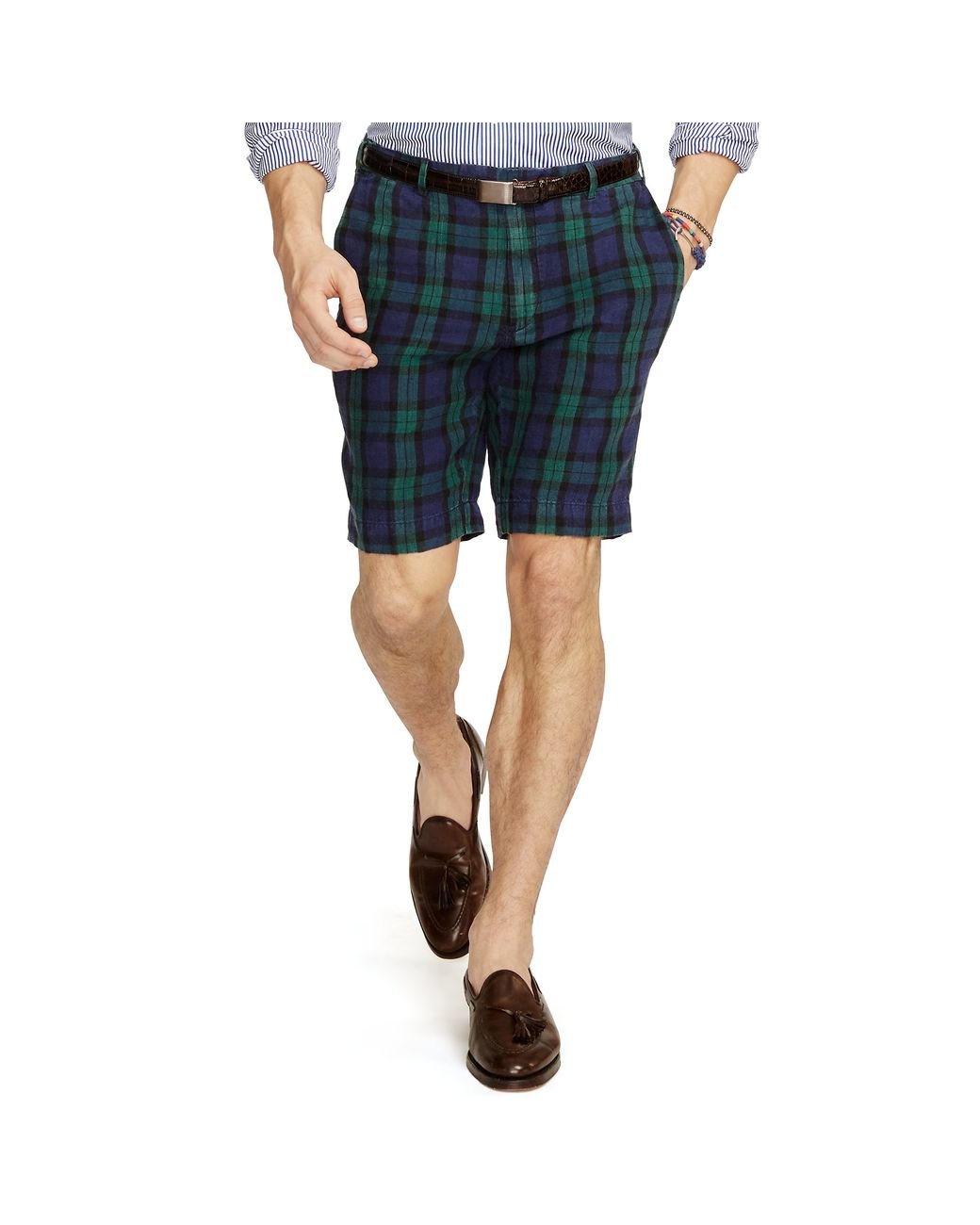 Polo Ralph Lauren Slim-fit Tartan Linen Short for Men | Lyst