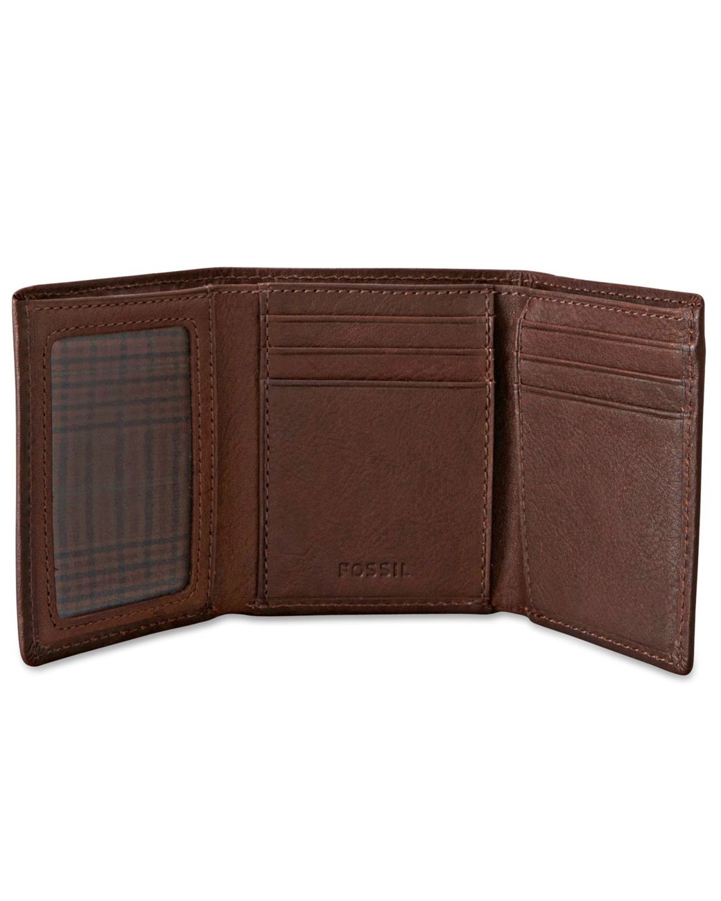 FOSSIL BLACK AND BROWN TRI-FOLD WALLET at Tony's Tuxes in Paris