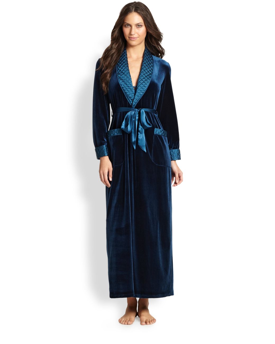 Jonquil Velvet Robe in Blue | Lyst
