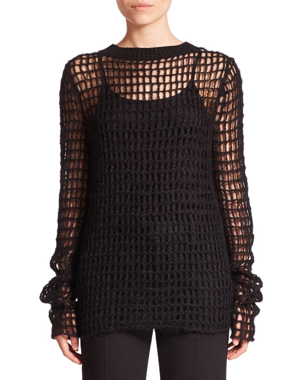 Helmut Lang Hand-knit Crochet Sweater in Black | Lyst
