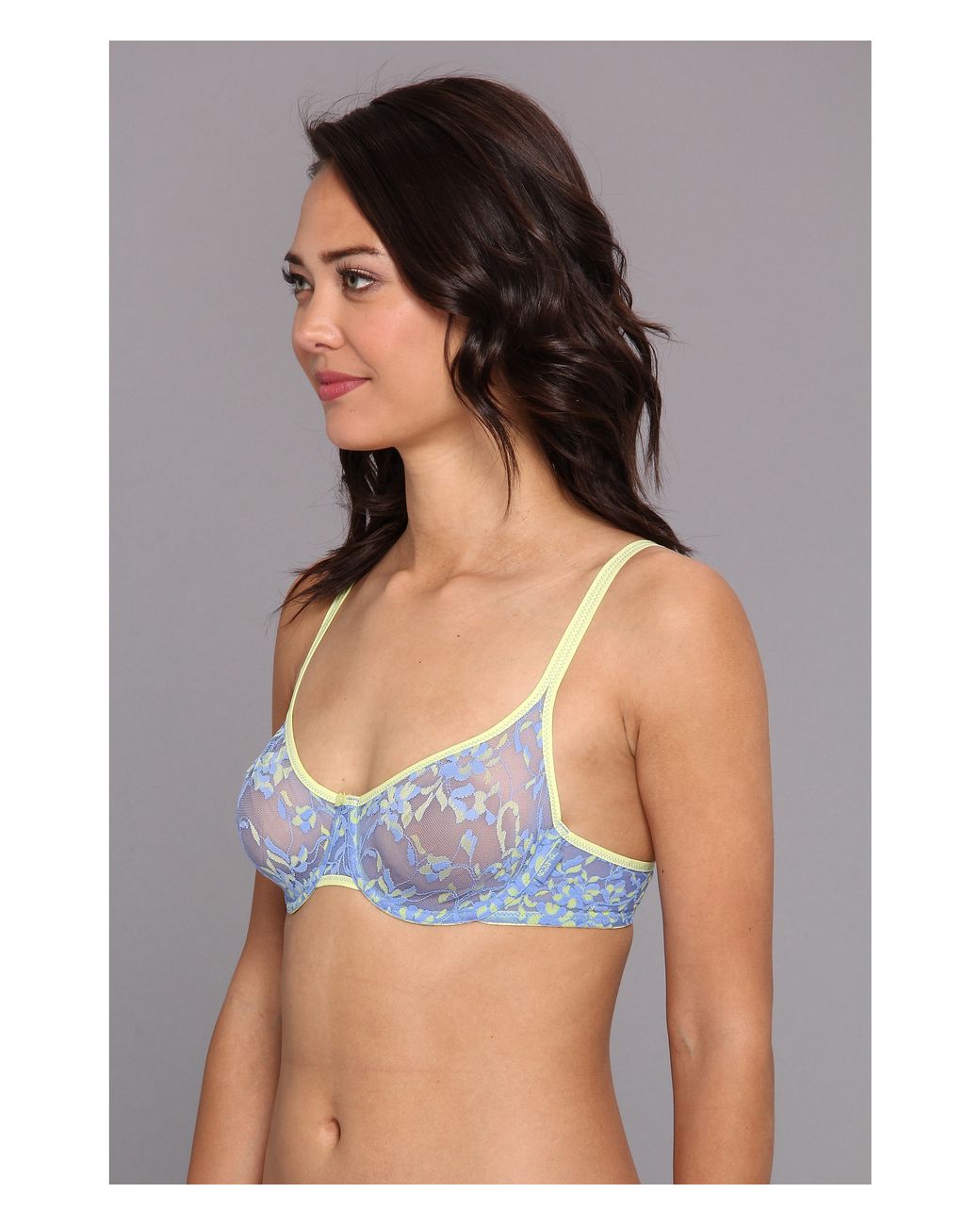 DKNY Signature Lace Unlined Demi Bra in Blue