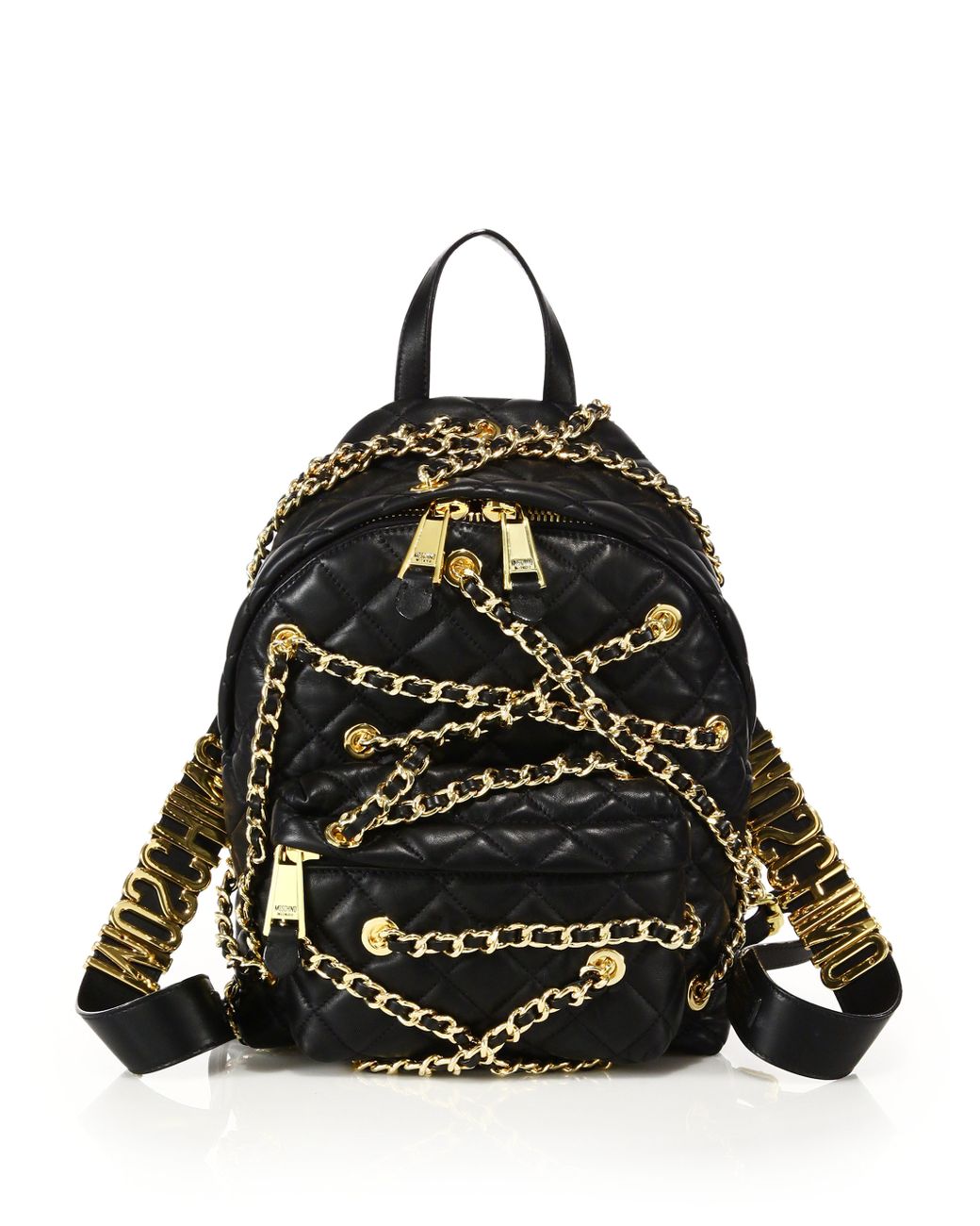 Chain-embellished Monogram Backpack In Black