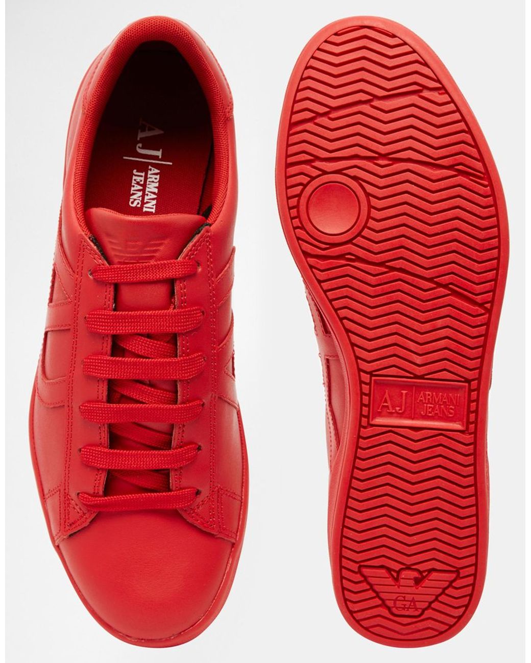 armani red trainers