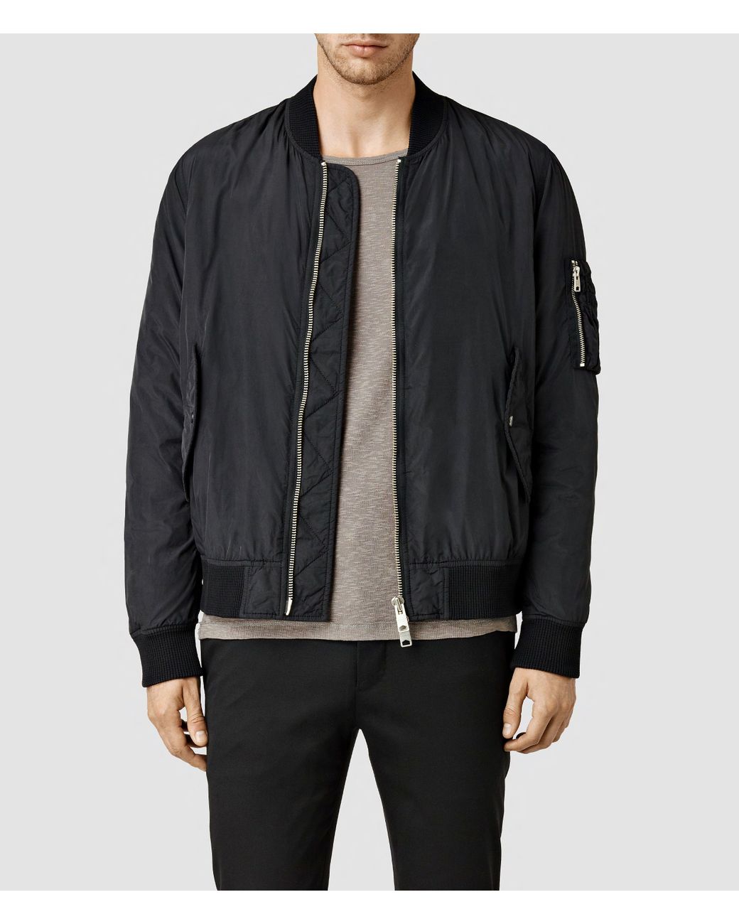 All saints black bomber jacket online