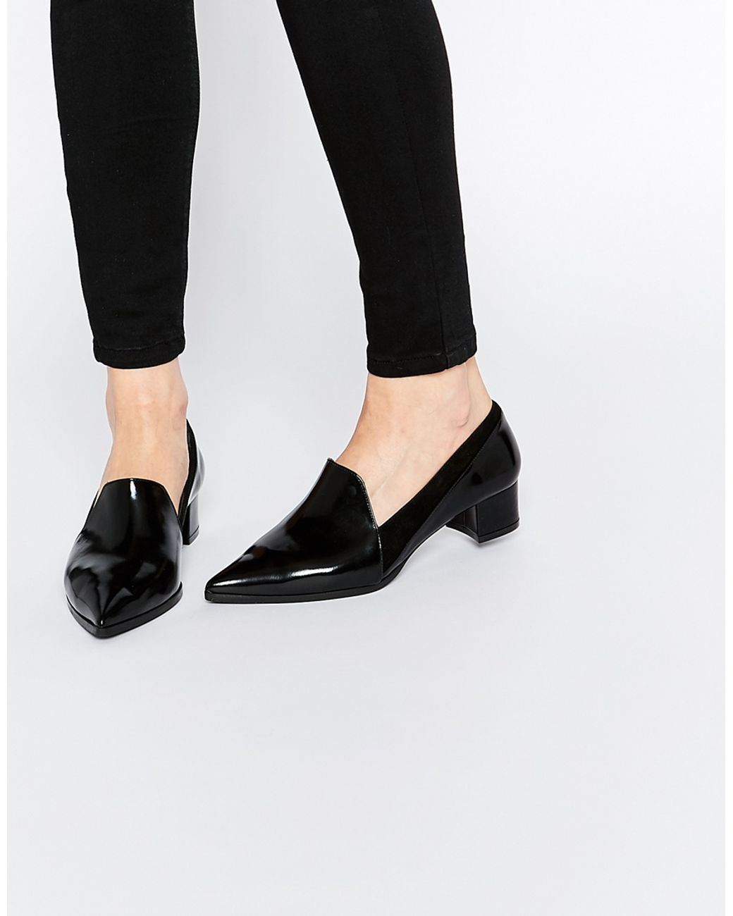 Womens black pointed loafers clearance