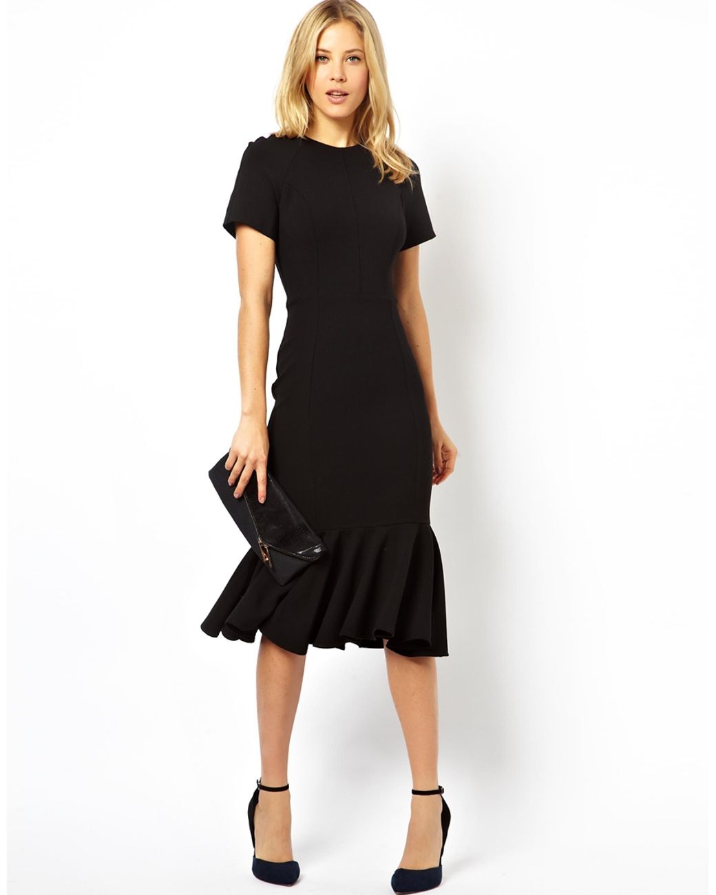 Black peplum hem dress hotsell