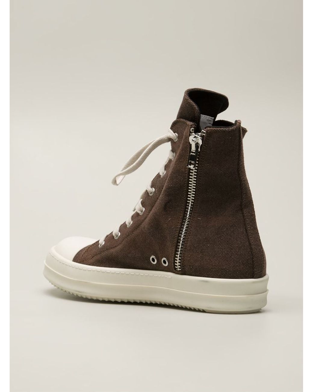 Rick Owens 'Ramones' High Top Trainers in Brown for Men | Lyst