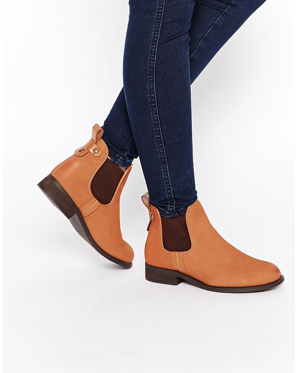 Steve Madden Gilte Tan Flat Chelsea Boots in Brown | Lyst