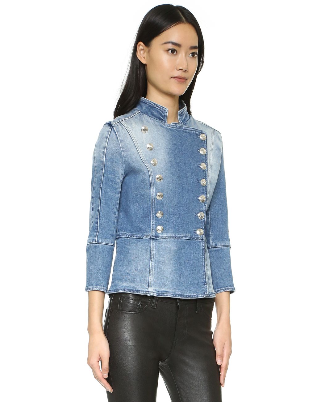 Balmain Double Breasted Denim Jacket in 