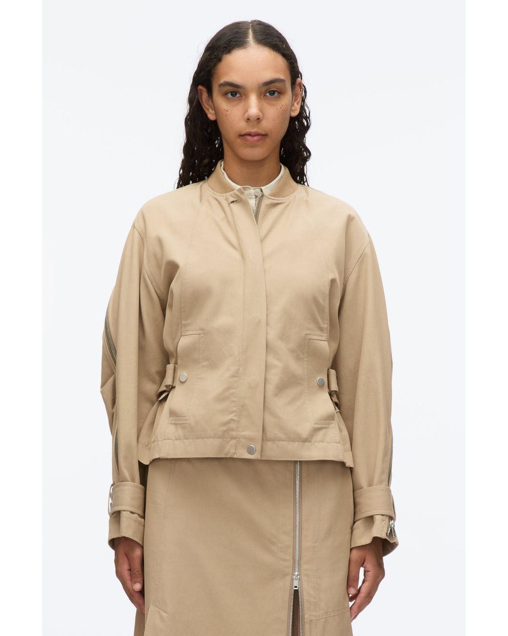 3.1 Phillip Lim Black Zip Cocoon Back Bomber Jacket