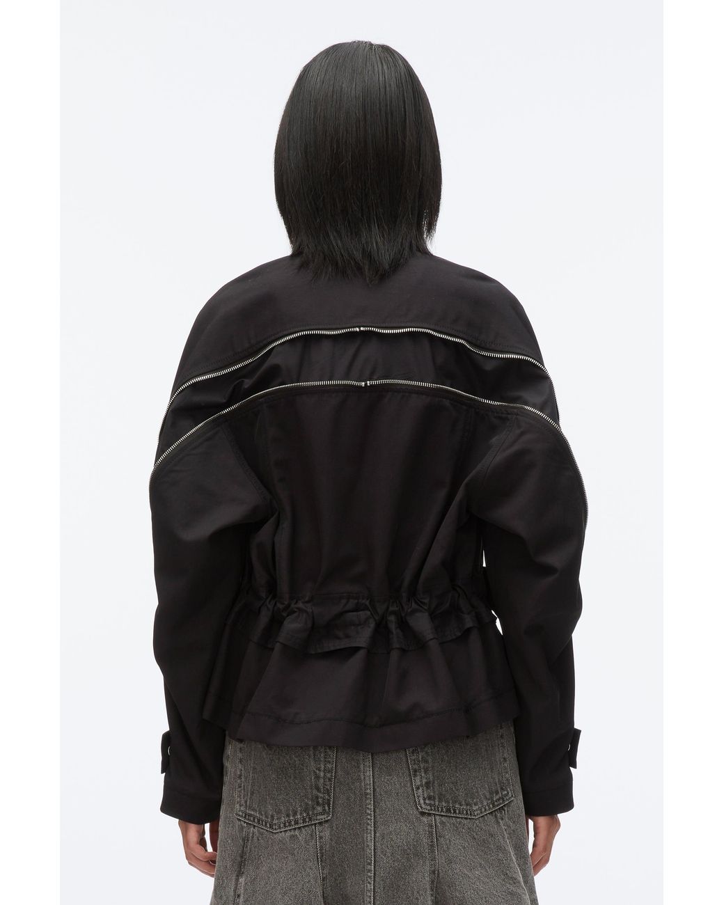 3.1 Phillip Lim Black Zip Cocoon Back Bomber Jacket