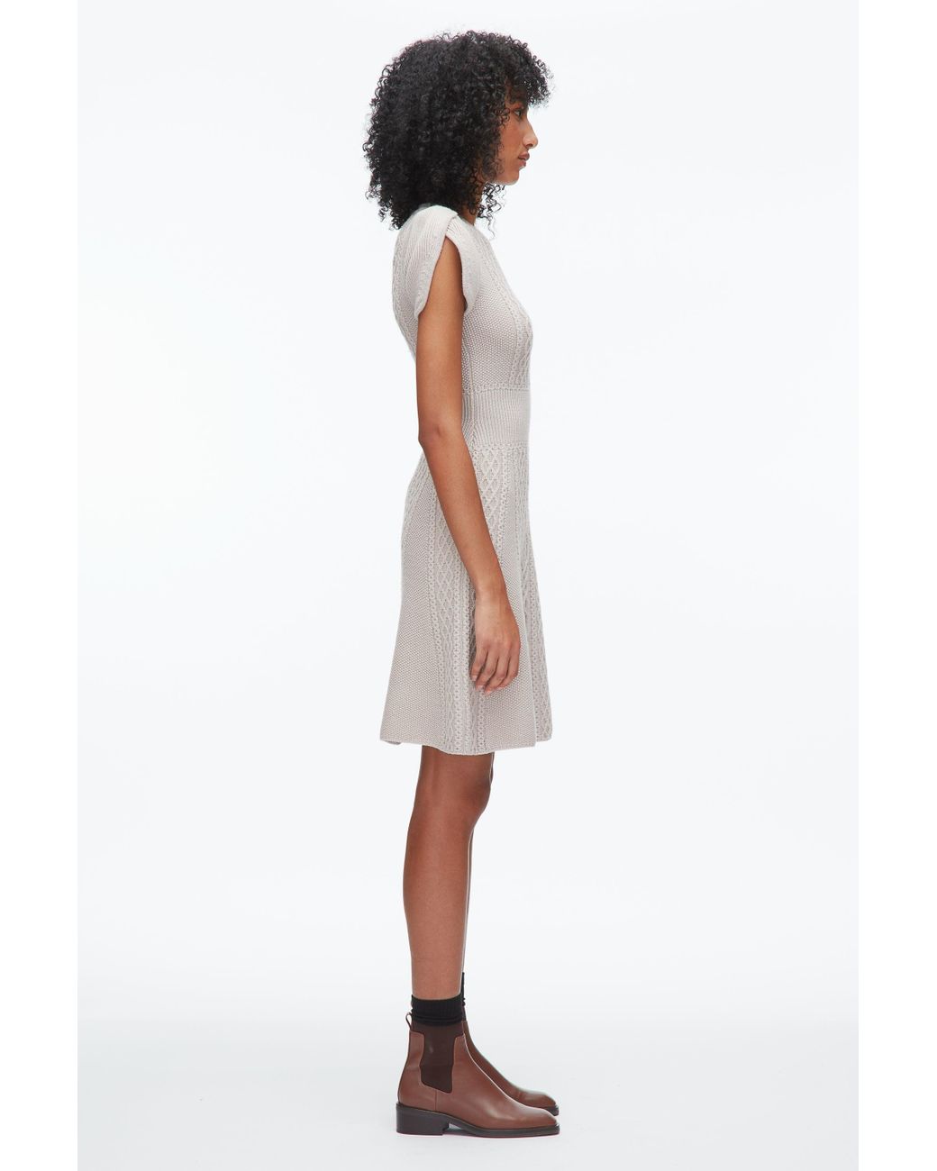 3.1 Phillip Lim White Cable Mix Tulip Dress