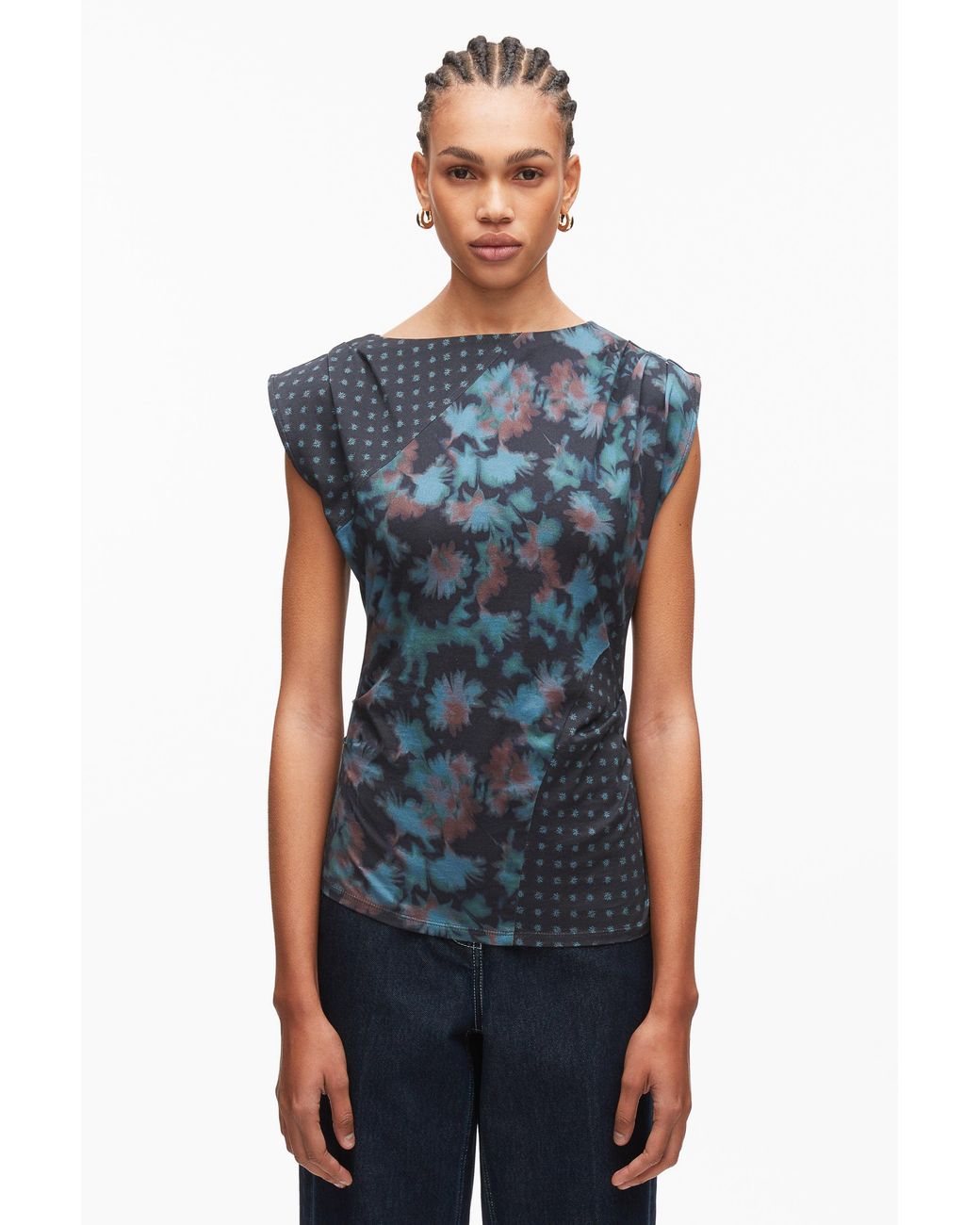 3.1 Phillip Lim Blue Desert Floral Patchwork Top