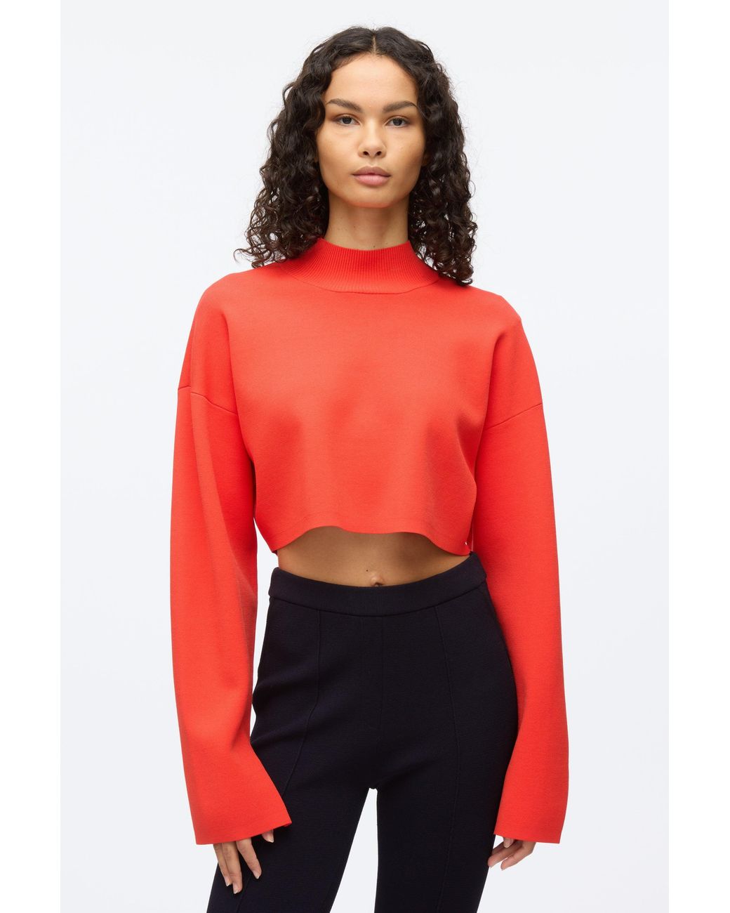 3.1 Phillip Lim Blue Compact Rib Cropped Turtle Neck