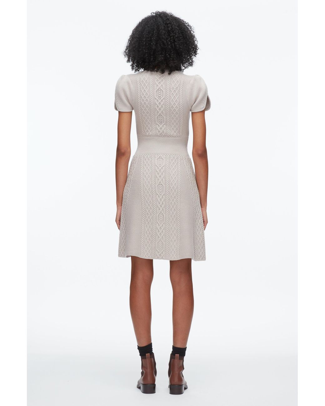 3.1 Phillip Lim White Cable Mix Tulip Dress