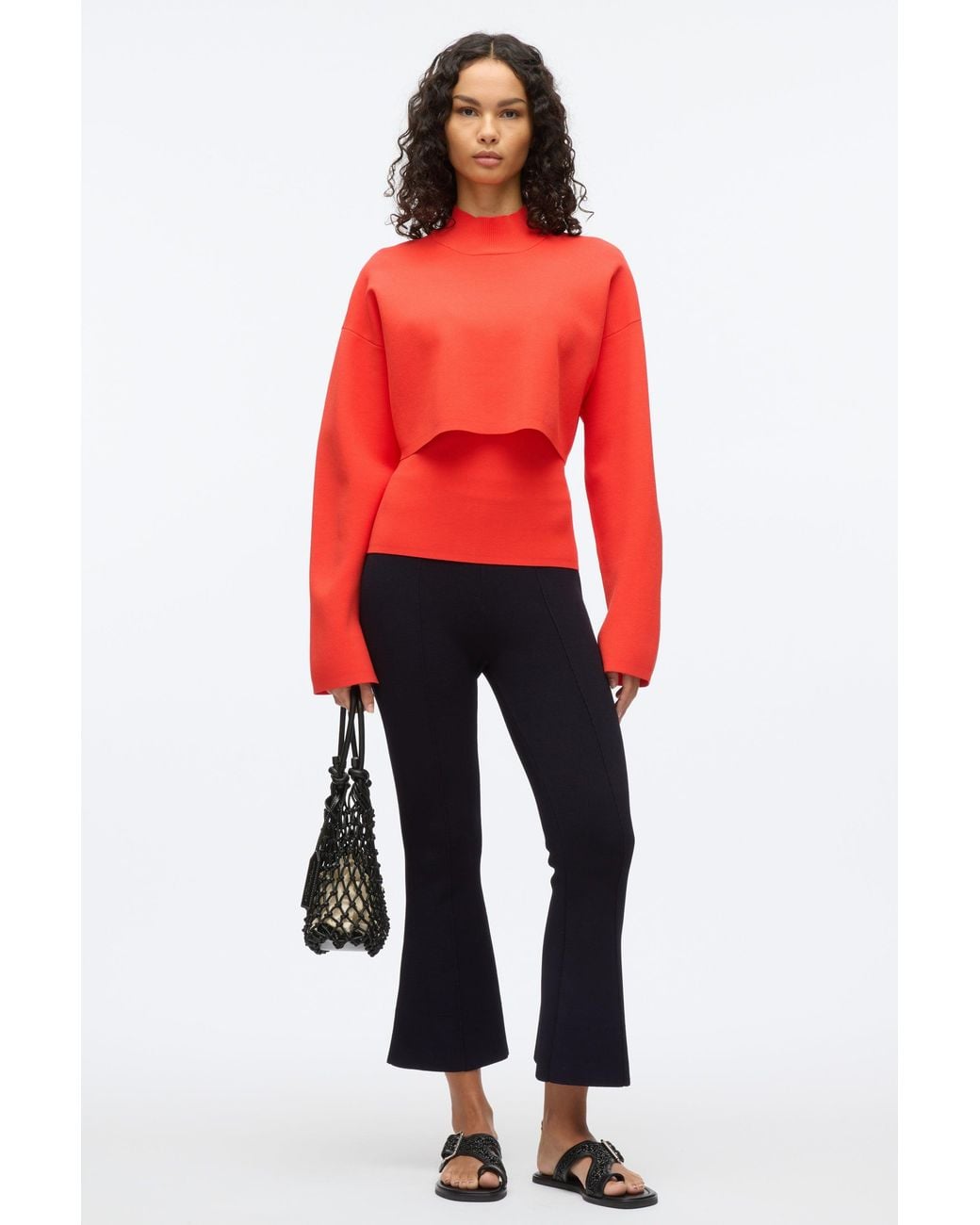 3.1 Phillip Lim Blue Compact Rib Cropped Turtle Neck