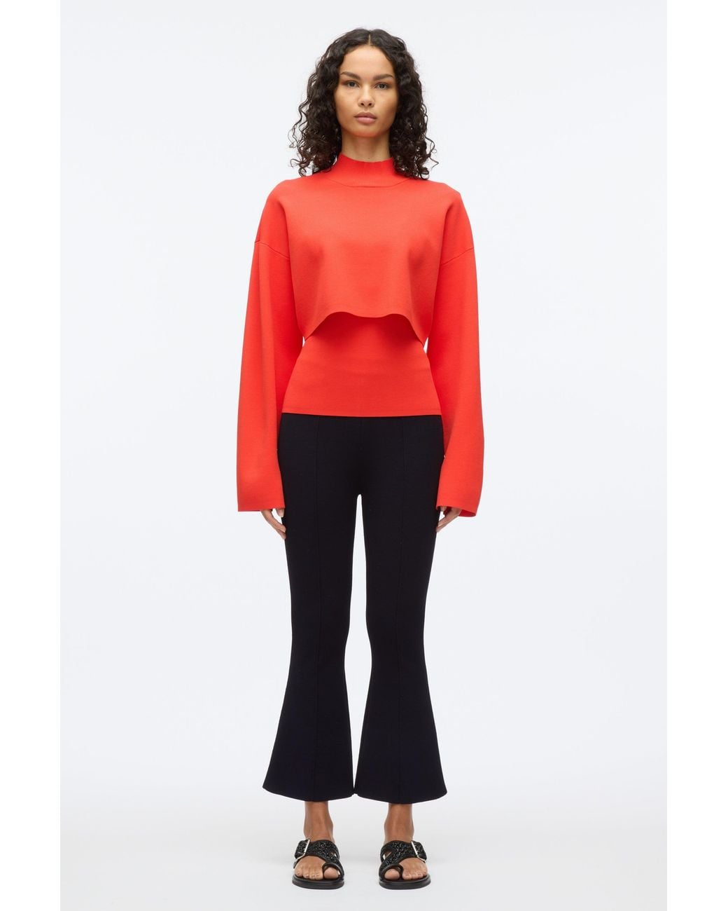 3.1 Phillip Lim Blue Compact Rib Cropped Turtle Neck
