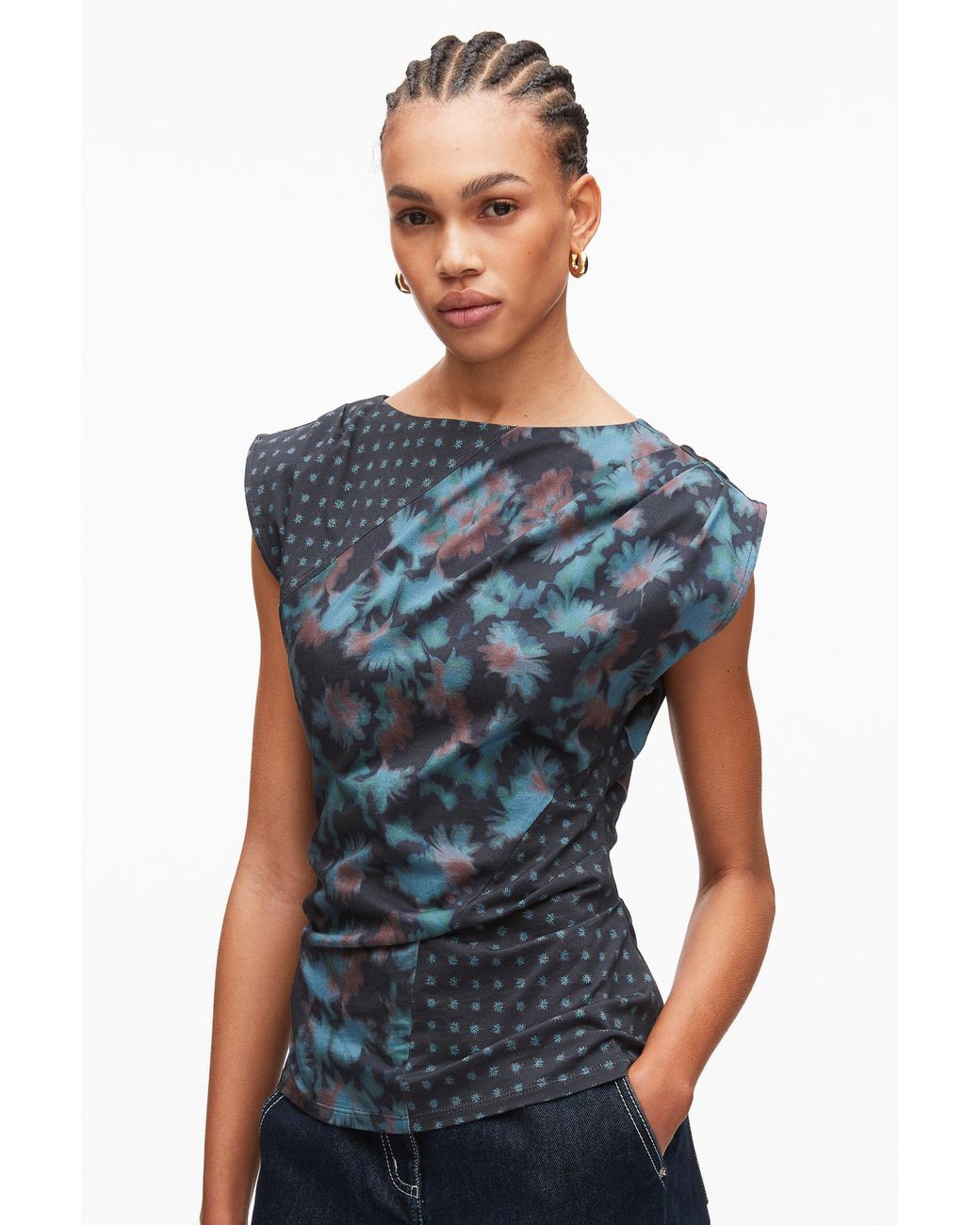 3.1 Phillip Lim Blue Desert Floral Patchwork Top