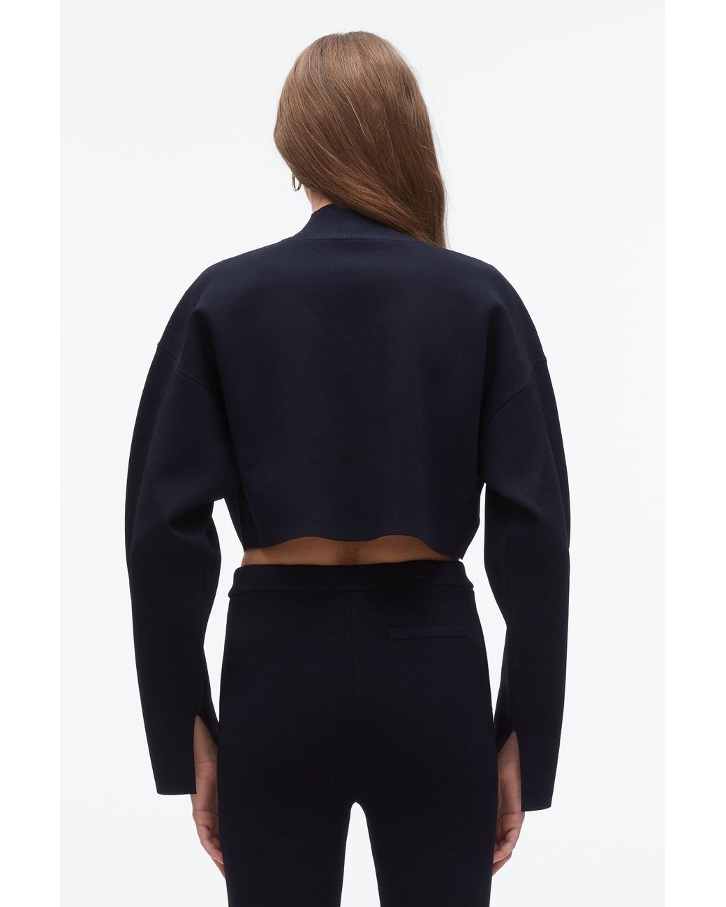 3.1 Phillip Lim Blue Compact Rib Cropped Turtle Neck