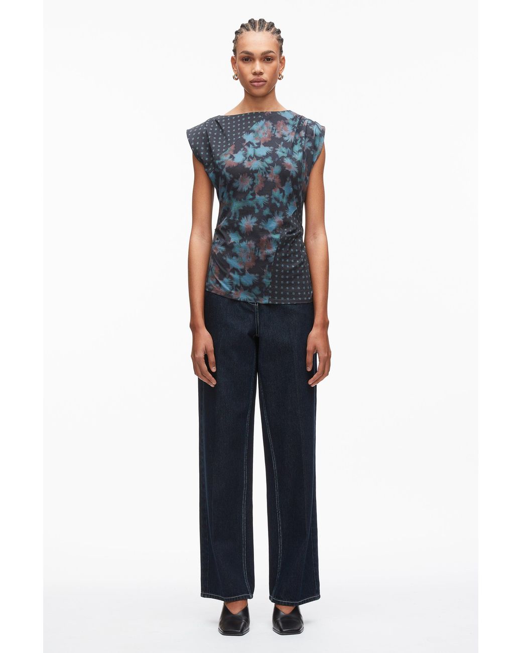 3.1 Phillip Lim Blue Desert Floral Patchwork Top