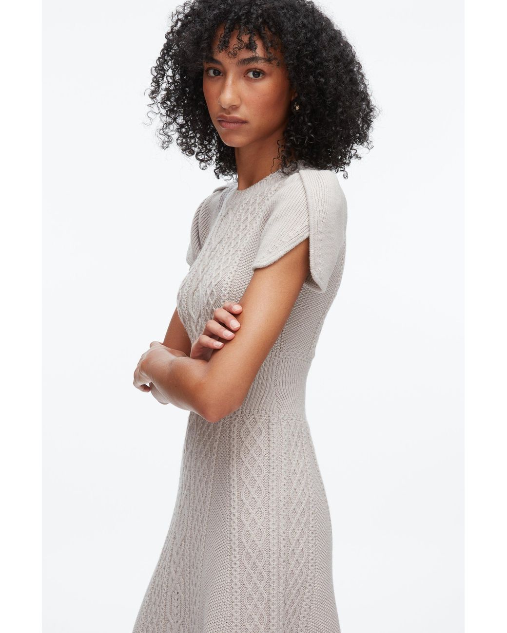 3.1 Phillip Lim White Cable Mix Tulip Dress