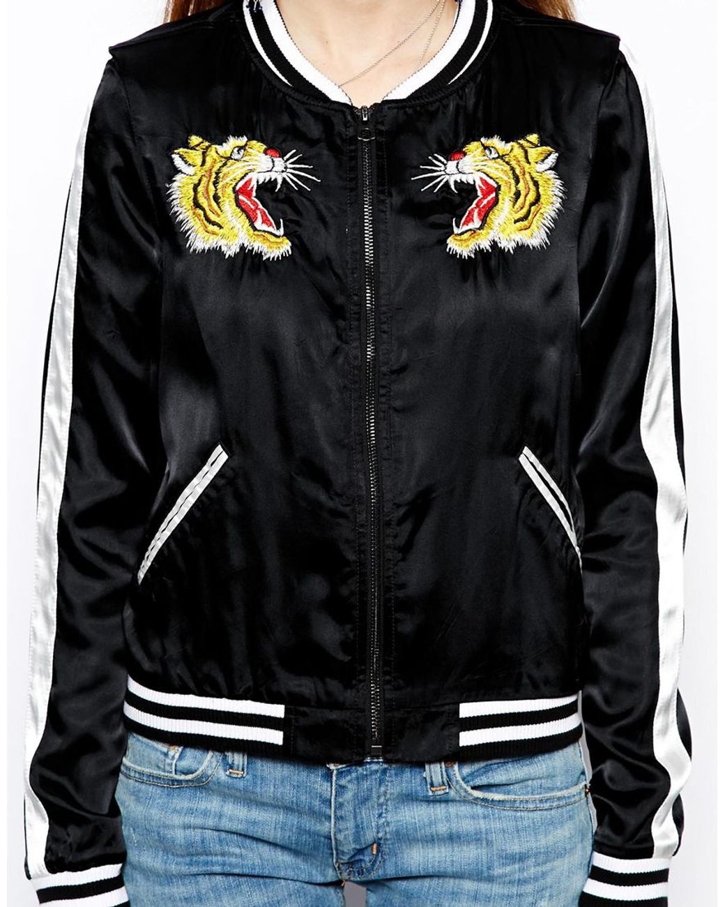 Ralph Lauren Tiger Bomber Jacket in Black | Lyst