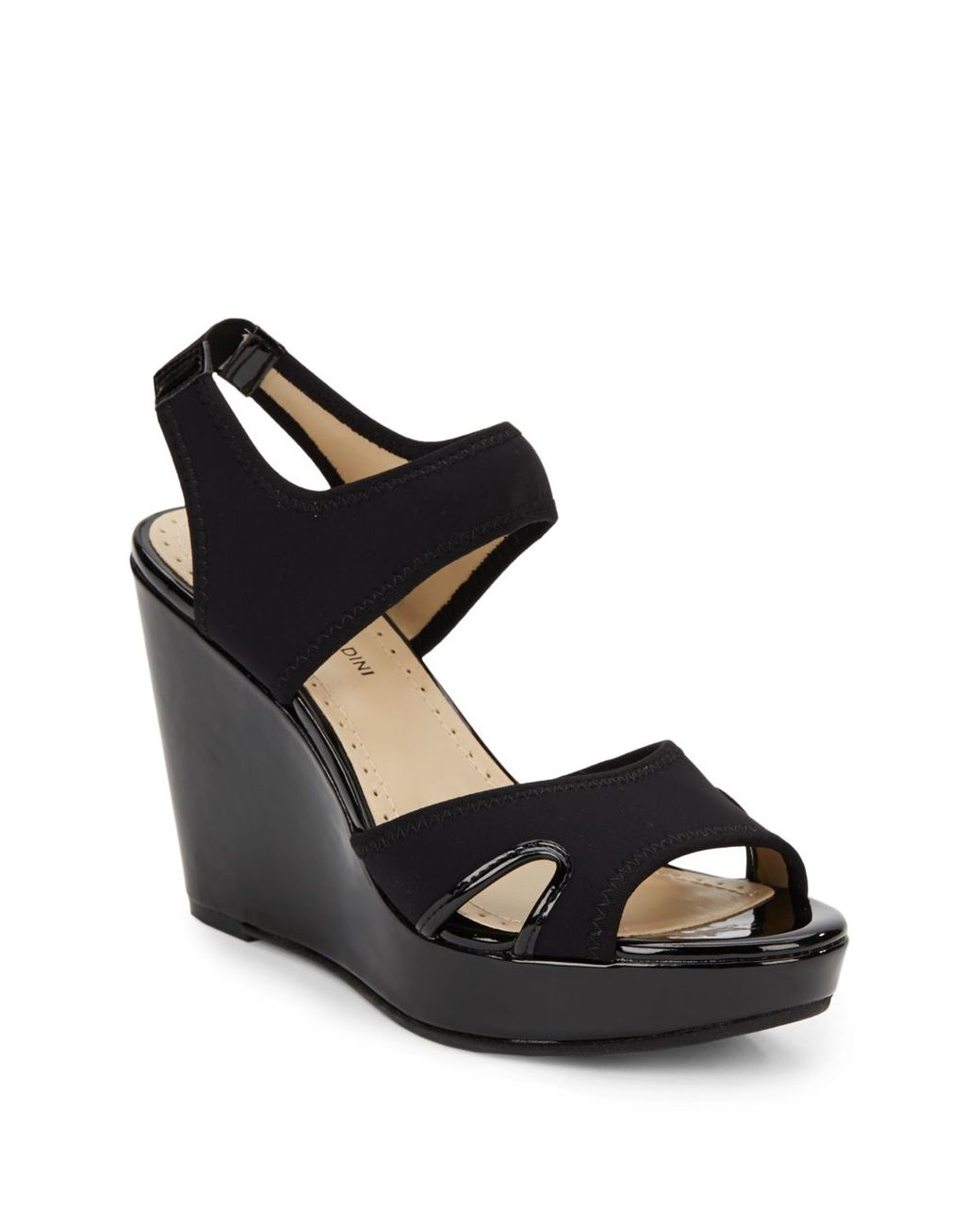 Adrienne Vittadini Clover Stretch Platform Wedge Sandals in Black Lyst