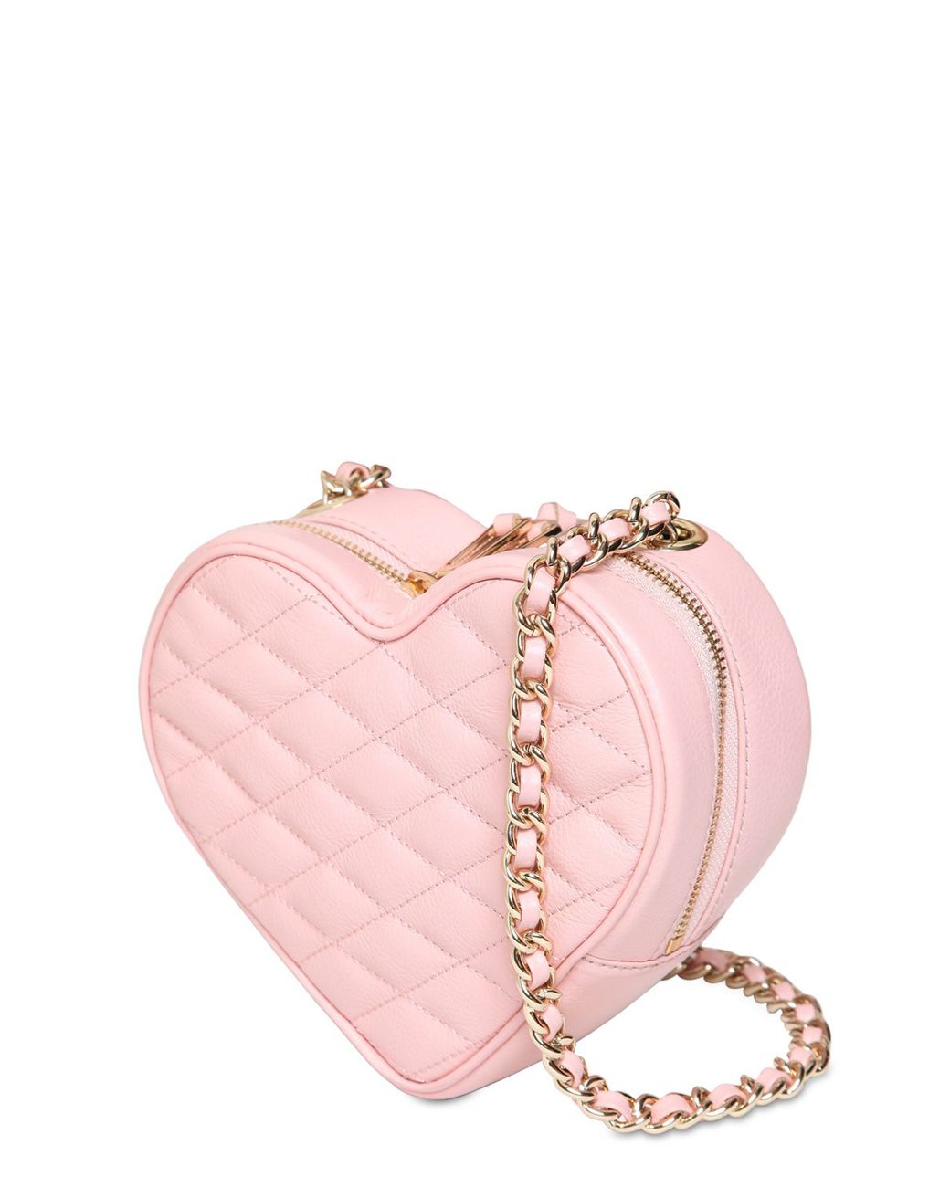 Chevron Quilted Heart Crossbody Bag - Black