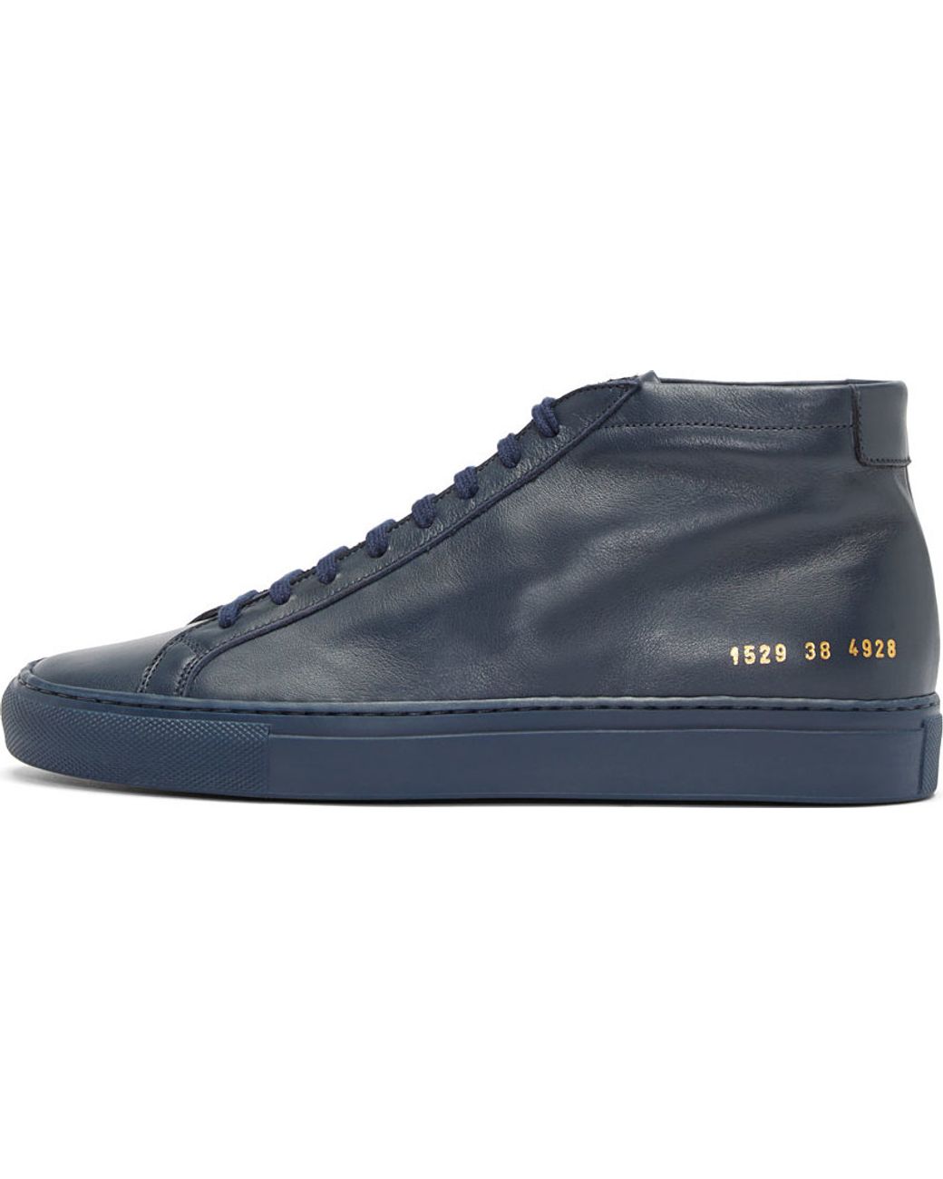 Common Projects Navy Leather Original Achilles Mid_top Sneakers in Blue for  Men | Lyst