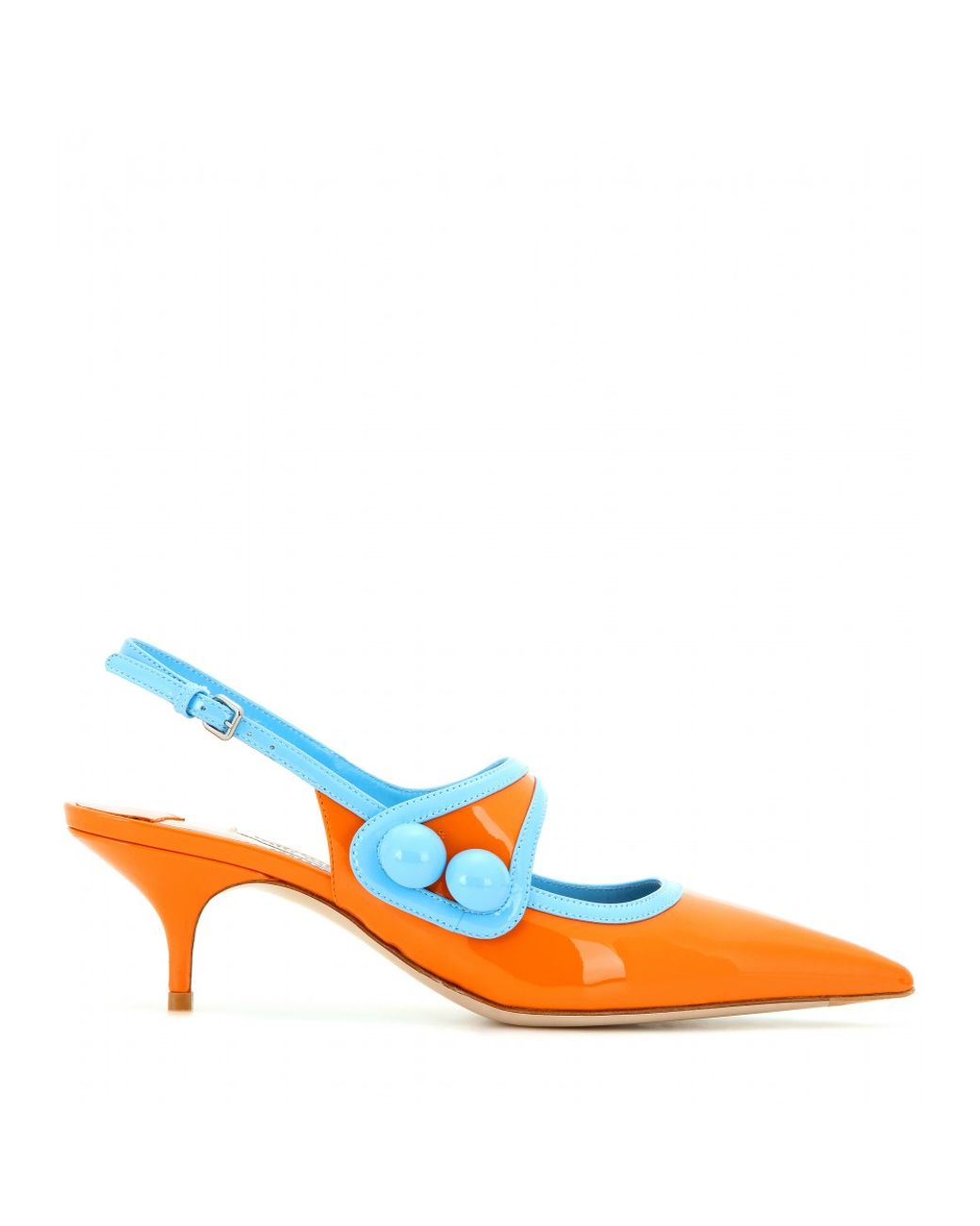 Miu Miu Patent Leather Slingback Kitten-heel Pumps in Orange | Lyst