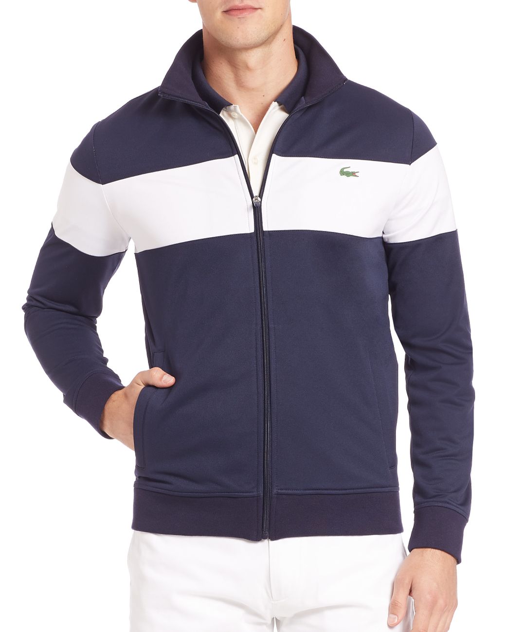 Lacoste Synthetic Sport Track Jacket in Navy-White (Blue) for Men | Lyst