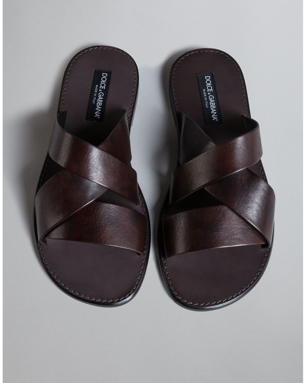 Dolce & Gabbana Leather Sandal in Brown for Men | Lyst